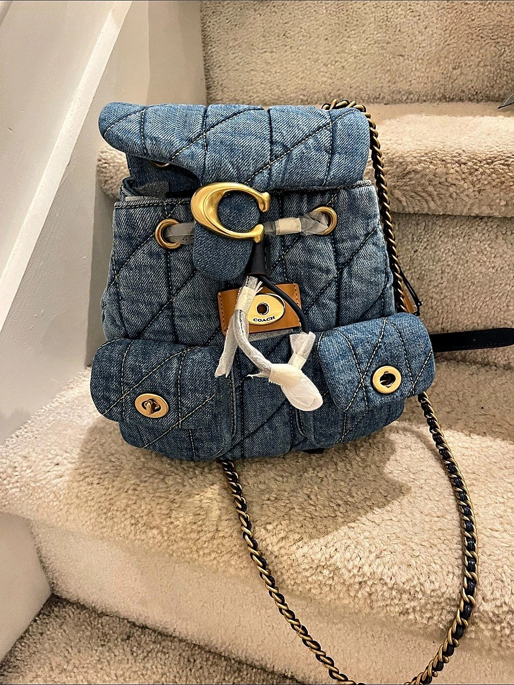 Coach Tabby Backpack With Quilting in Denim Blue